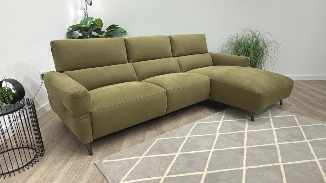 Sofology Arlington Fabric 3 Seater Chaise in Lifestyle Nubuck Feel Olive