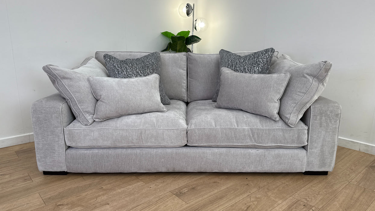 Sofology The Laurent 3 Seater Fabric Sofa in Luxury Deep Pile Chenille Silver Mix