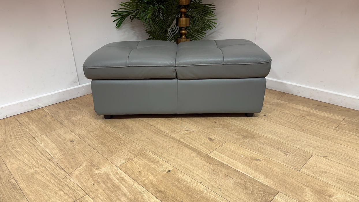 Sofology Marvella Leather Dual Storage Footstool in Trusty Sheen Granite Teal