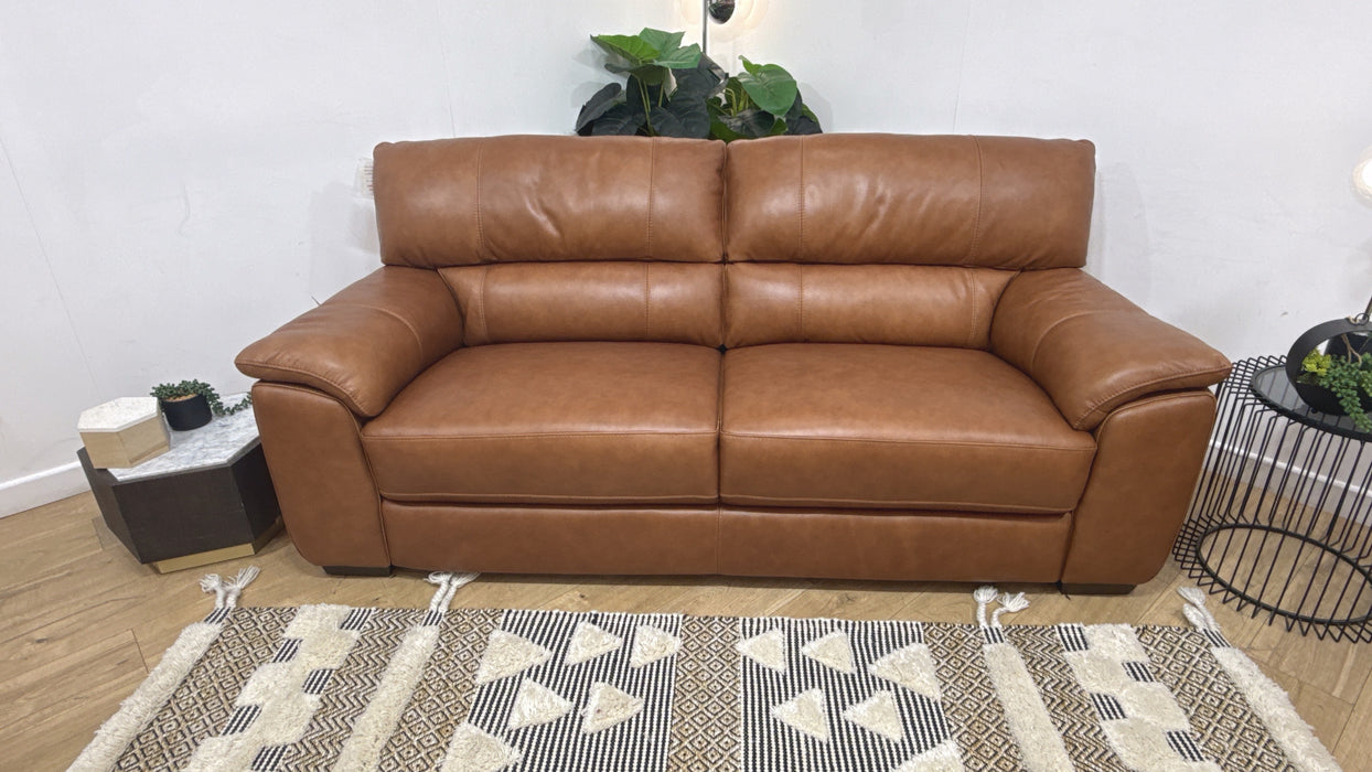 Sofology Santina Leather 3 Seater in Relaxed Soft Tan