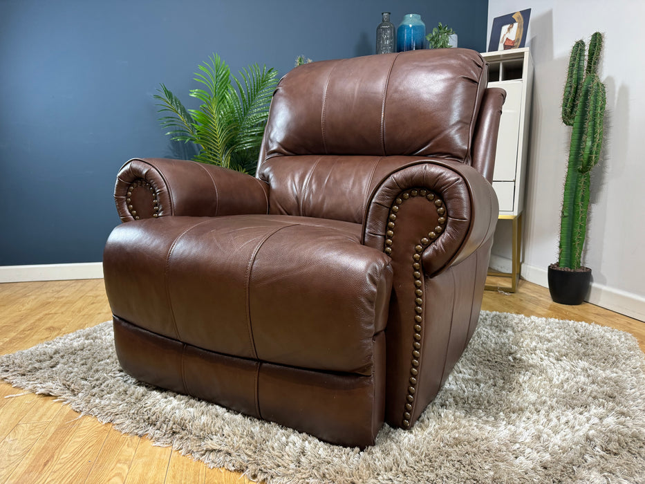 Heritage Chocolate Leather Chair - Power Recliner (WA2)