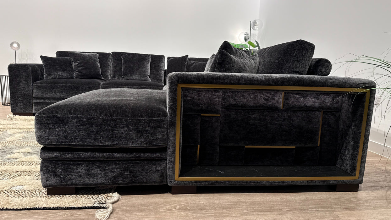 Sofology Obsidian Fabric 3 Corner 3 Chaise Console in Luxury Textured Chenille Anthracite