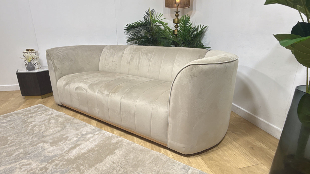 Sofology Fitzrovia Fabric 3 Seater in Matt Velvet Stone Mix with Trim