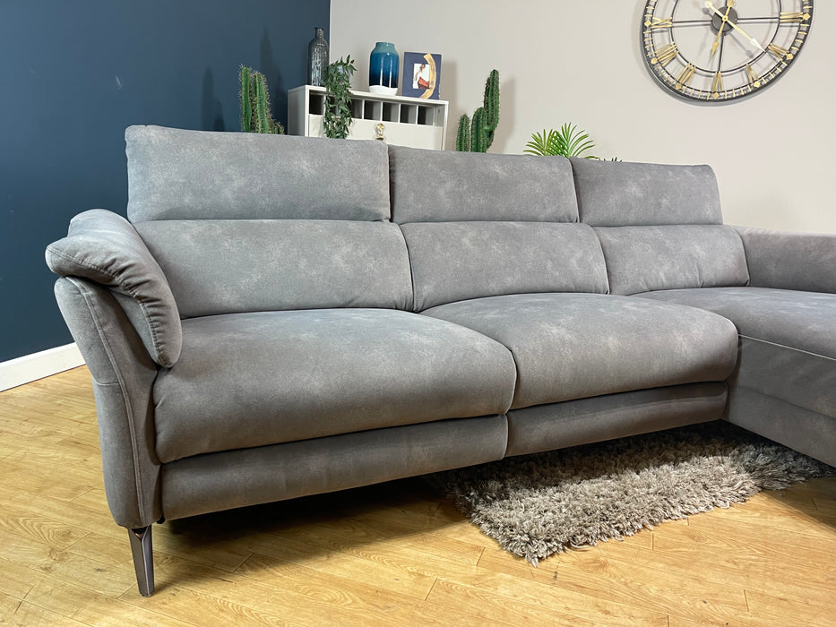 Missouri 3 Seater Chaise - Lifestyle Flecked Mocha Fabric - Power Recliner & Power Headrest (WA2)