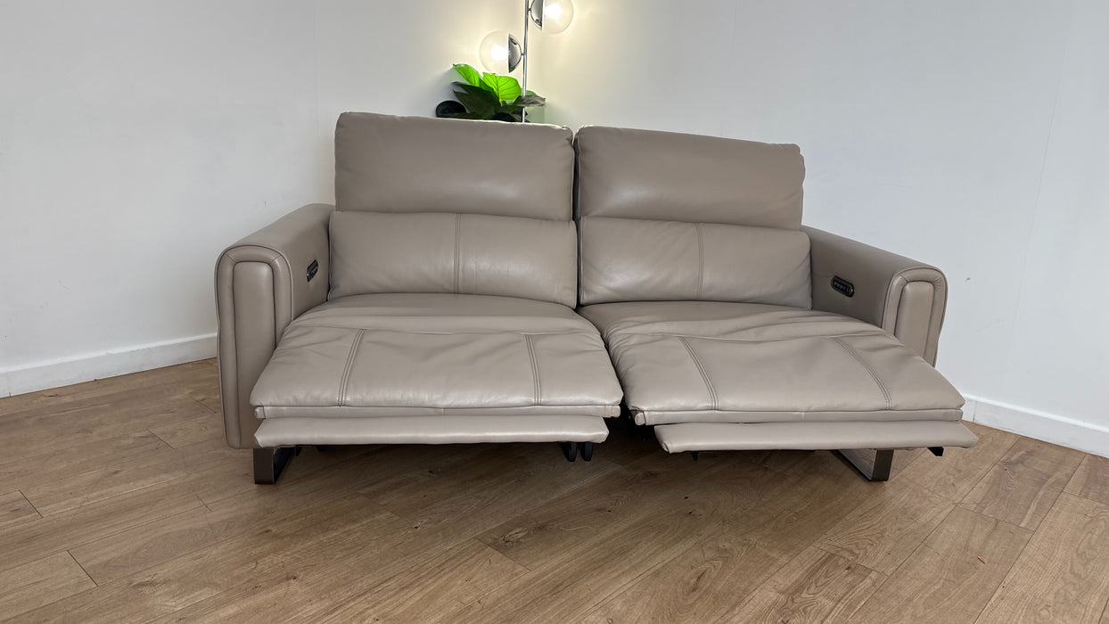 Sofology The Ravello Leather 2.5 Seater Power Recliner/Headrest Lumbar in Trusty Embossed Stone