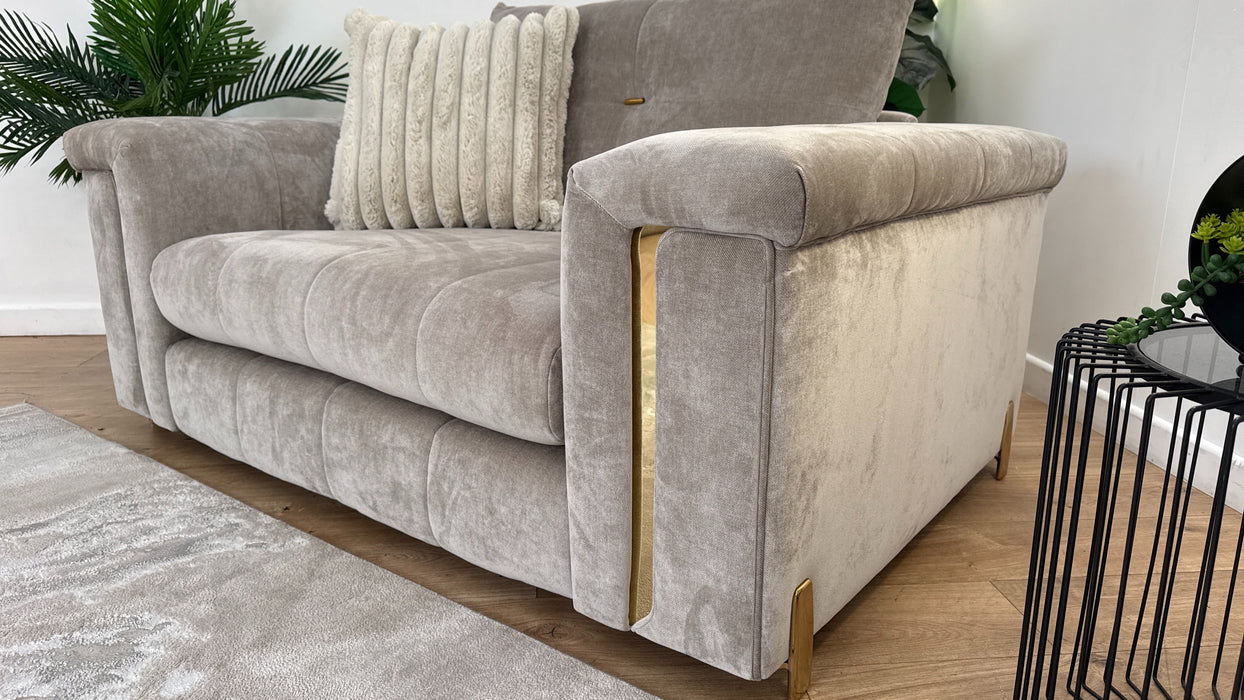 Sofology The Oscar Loveseat Gold Trim in Fine Textured Chenille Stone