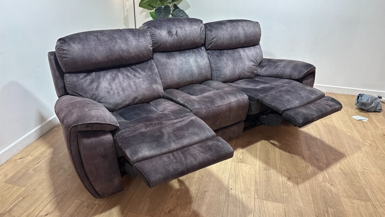 Sofology Radley Fabric 3 Seater Split Triple Power Recliner in Decent Charcoal
