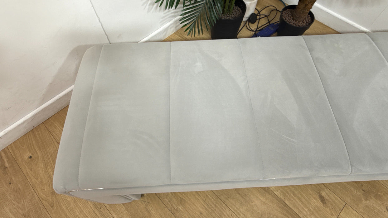 Sofology Oscar Large Bench Fabric Footstool in Matt Velvet Silver All Over