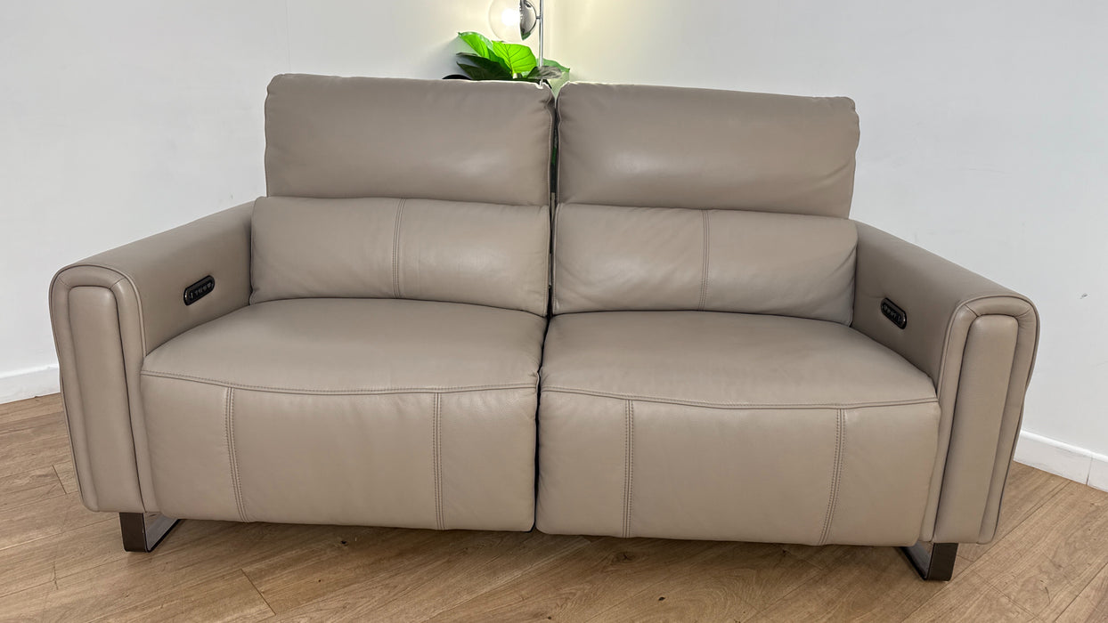 Sofology The Ravello Leather 2.5 Seater Power Recliner/Headrest Lumbar in Trusty Embossed Stone