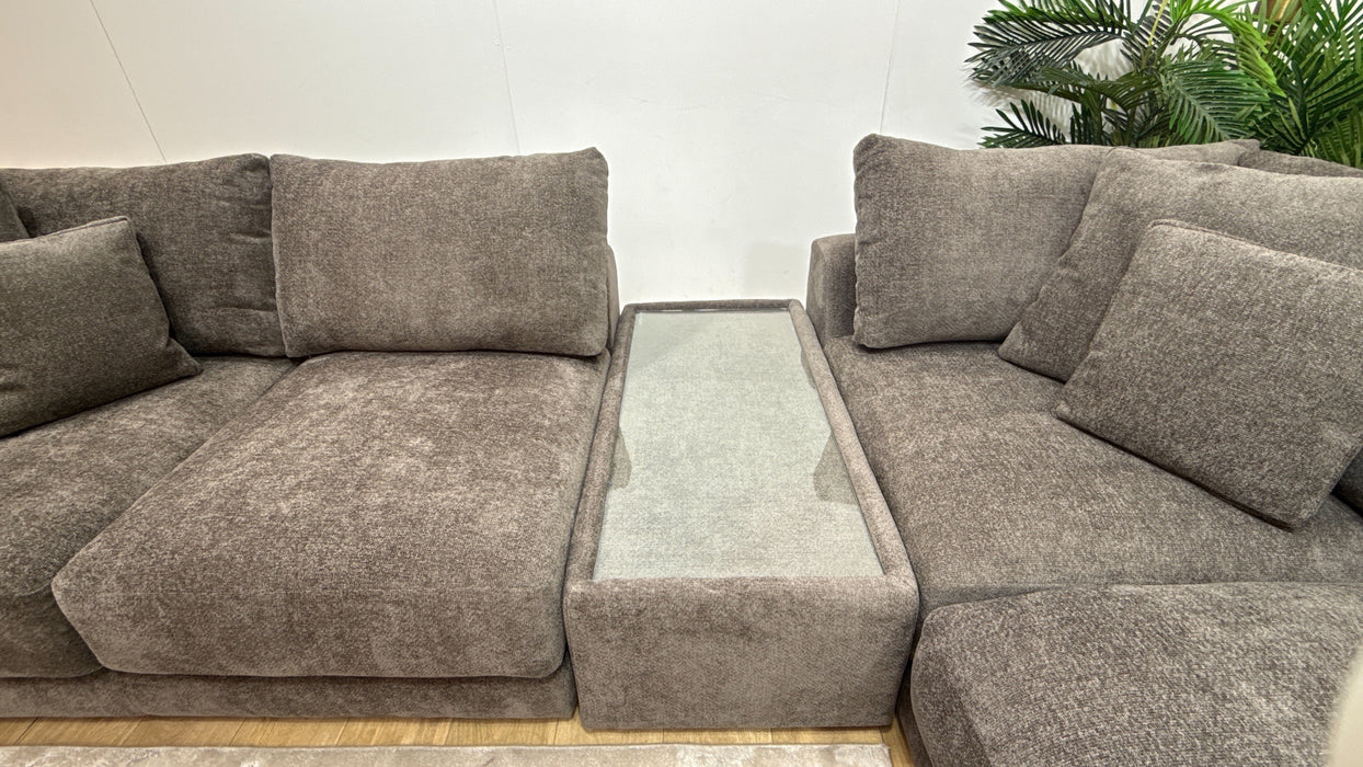 Sofology Amalfi Fabric 2 Console Corner 1 Chaise in Cosy Chenille Mole