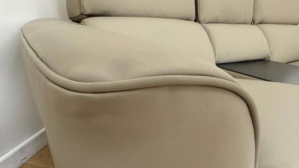 Sofology The Viento Leather 2 Seater Console Power Recliner/Headrest Heated Seat Lumbar in Trusty Super Matt Putty