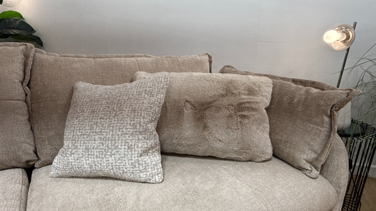 Sofology Portobello Fabric Chaise 4 Seater Storage Foam Seats in Teddy Chenille Natural Mix