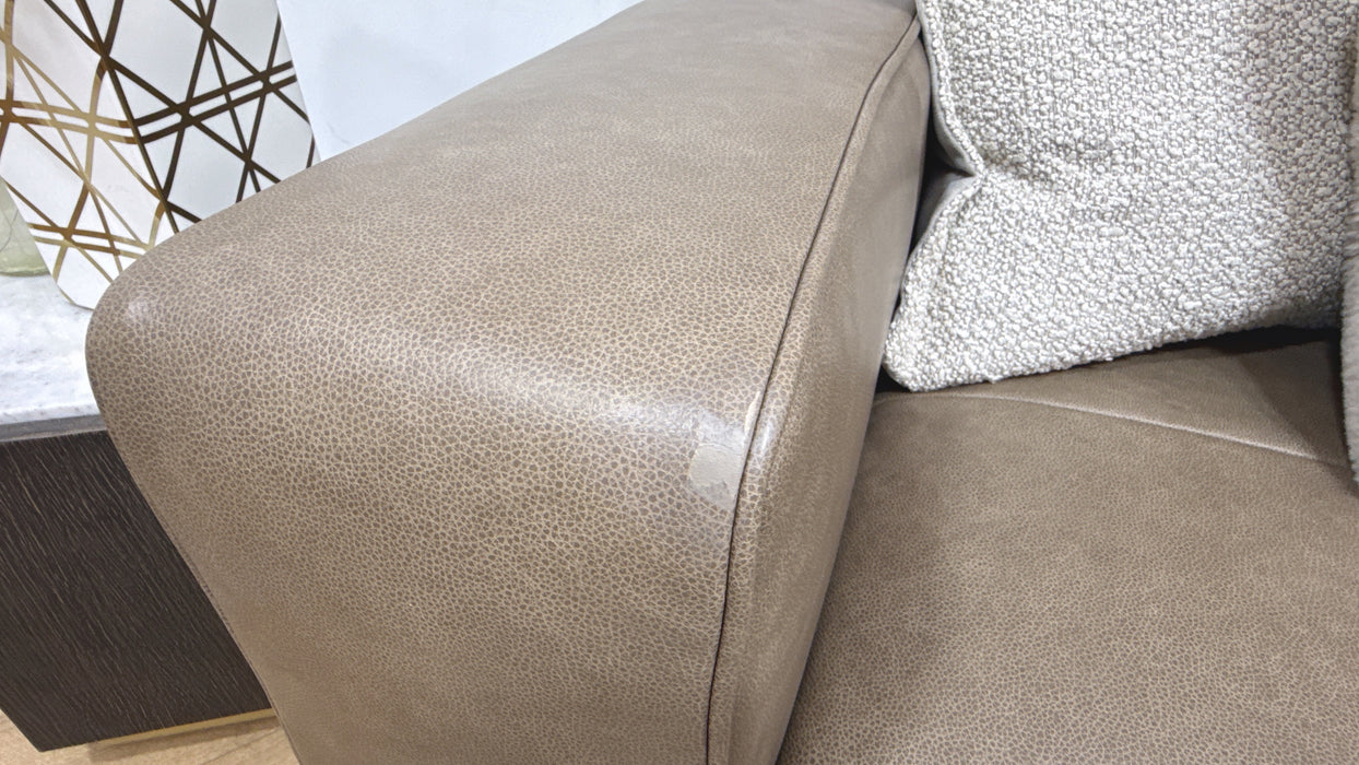 Sofology Artisan Leather 4 Seater Split in Artisan Relaxed Natural Grain Taupe/Natural Mix