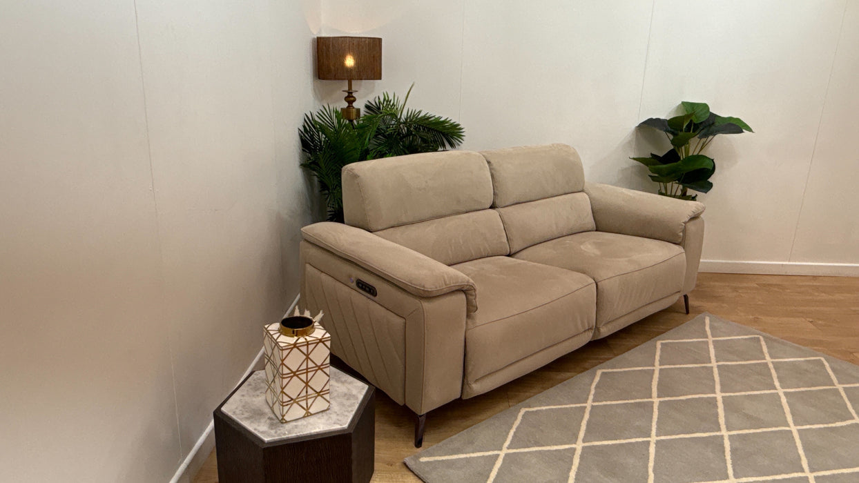 Sofology Fratelli Fabric 2.5 Seater Power Recliner/Headrest in Lifestyle Nubuck Feel Stone
