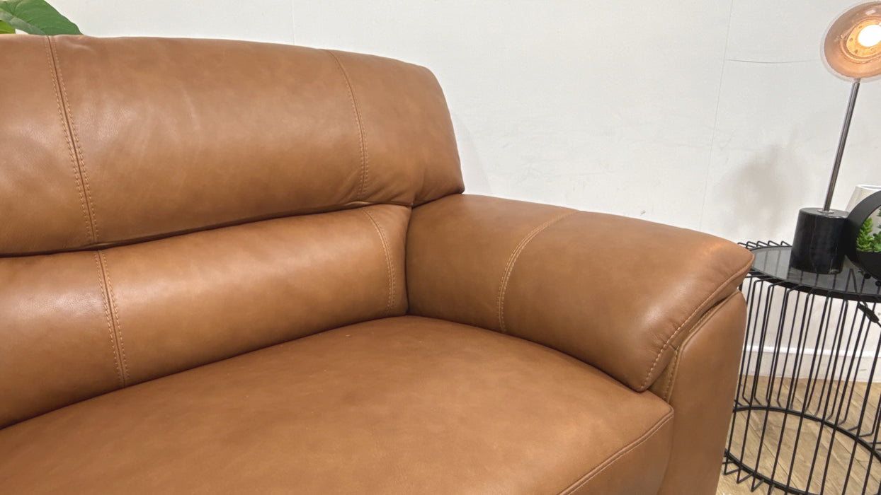 Sofology Santina 3 Seater Leather Sofa in Relaxed  Tan