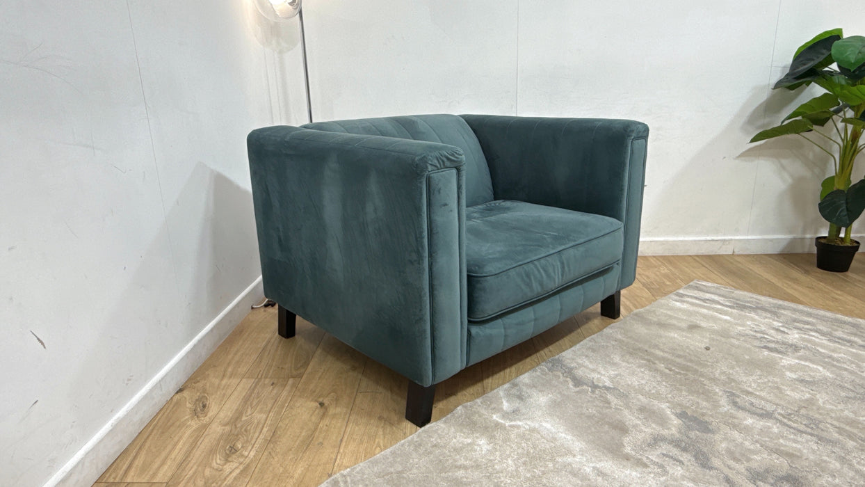 Sofology Fluted Isla Fabric Loveseat in Velluto Azure
