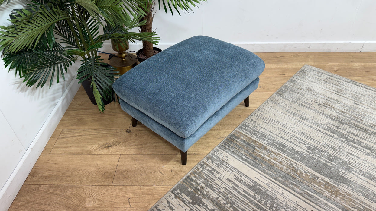 Sofology Adler Fabric Designer Footstool in Casual Chenille Denim