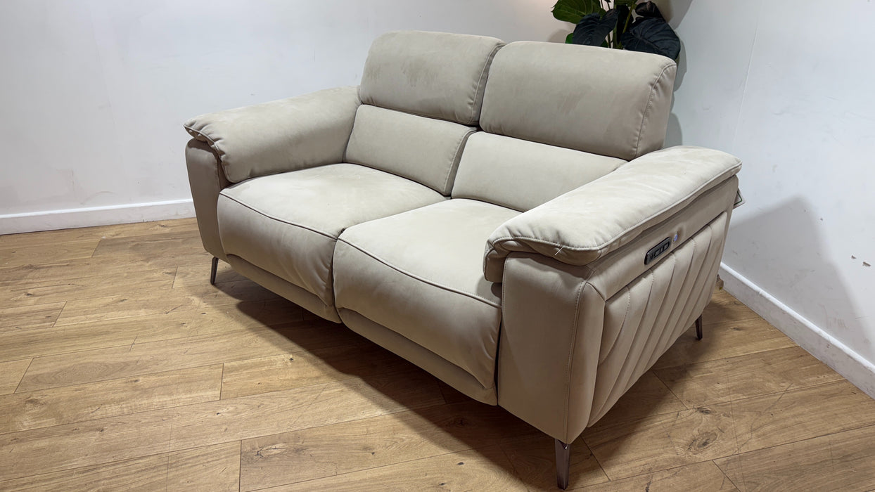 Sofology Fratelli Fabric 2 Seater Power Recliner/Headrest in Lifestyle Nubuck Feel Stone