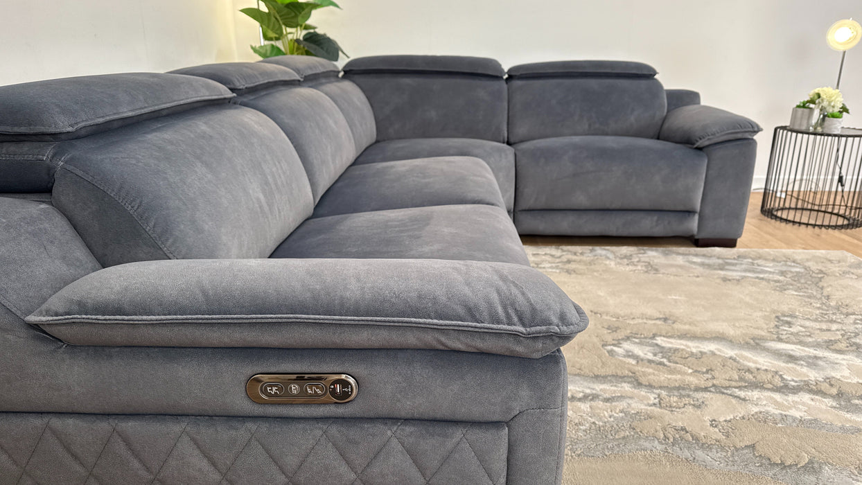 Benz 3 Corner 1.5 - Fabric Power Reclining Sofa   - Lifestyle Flecked Charcoal