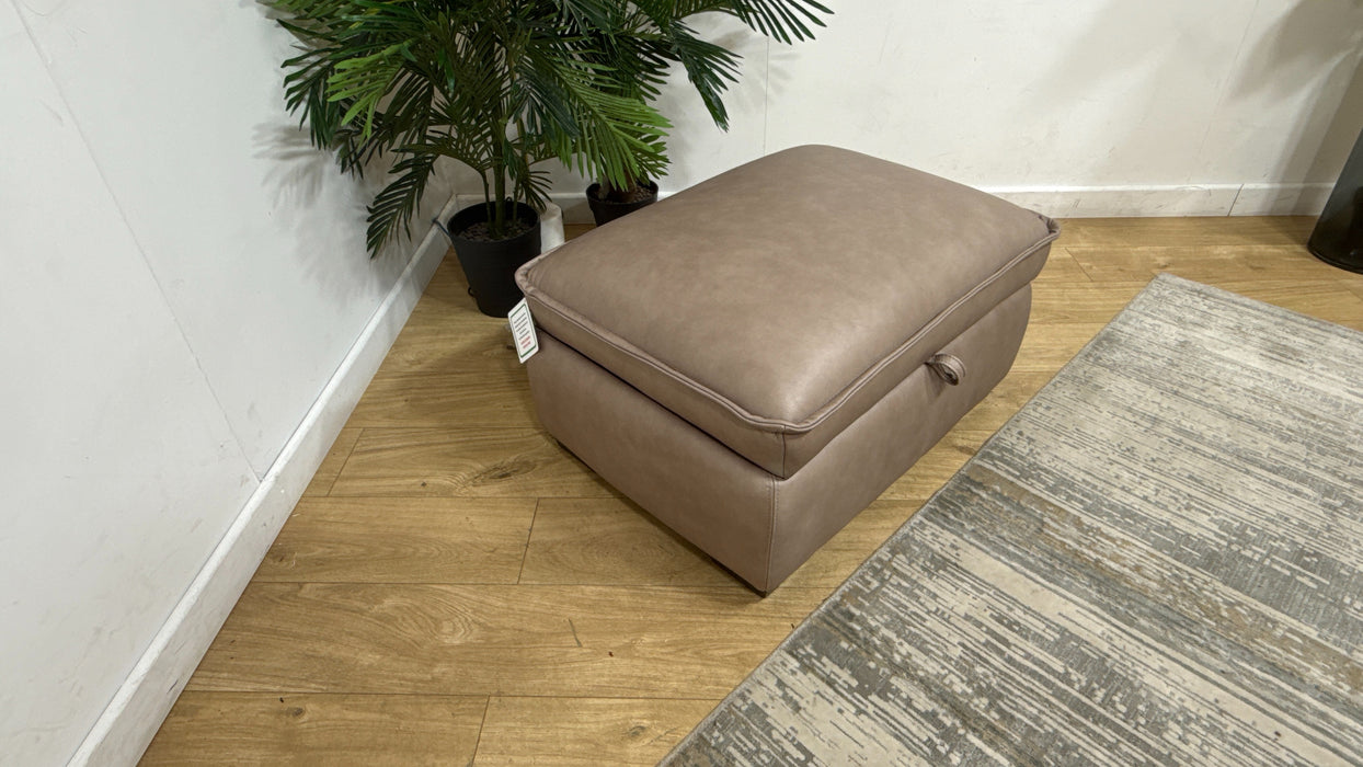 Sofology Embrace Large Storage Footstool in	Relaxed Soft Leather Stone