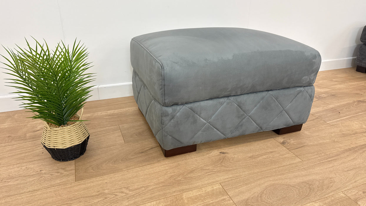 Mason Fabric Designer Footstool - Tara Lead Grey