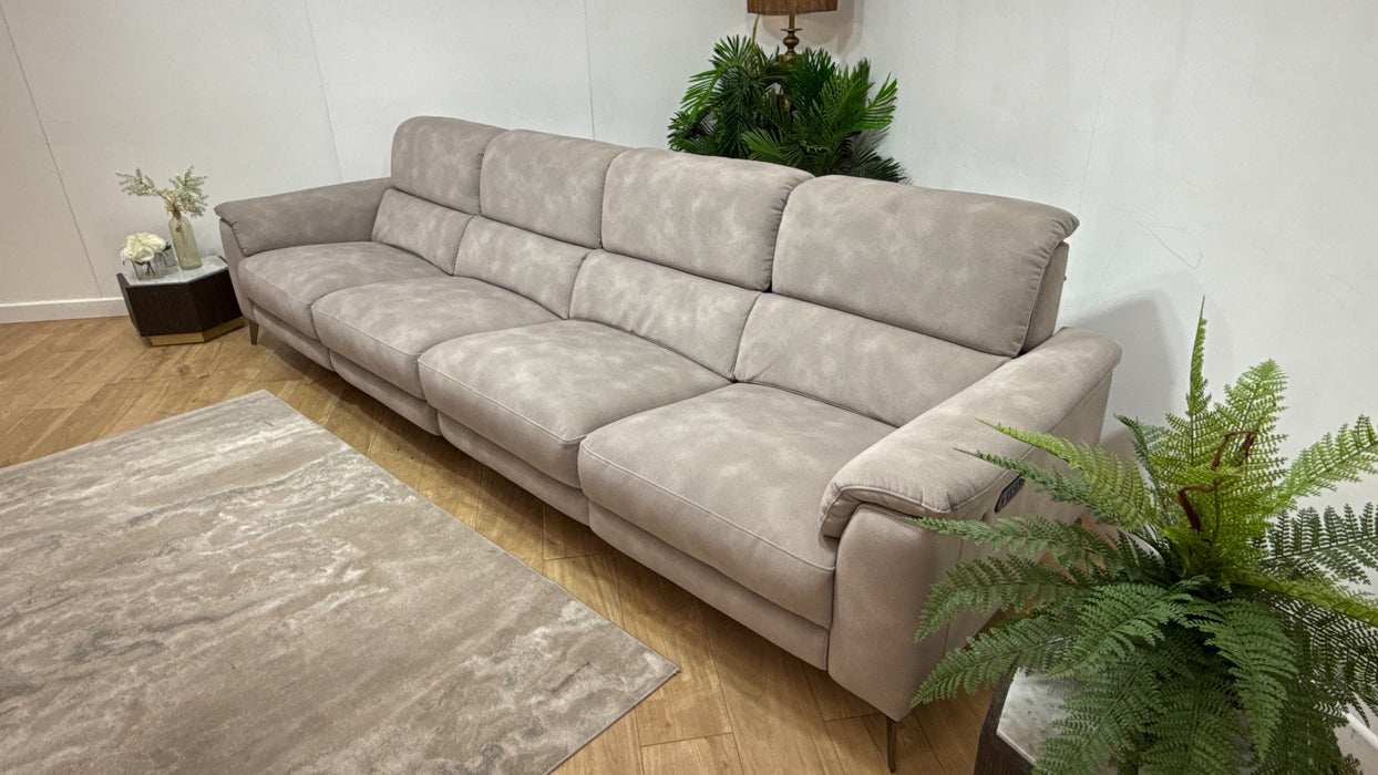Sofology Illinois Fabric 4 Seater Split Power Recliner/Headrest Heated Seats in Lifestyle Mottled Marble