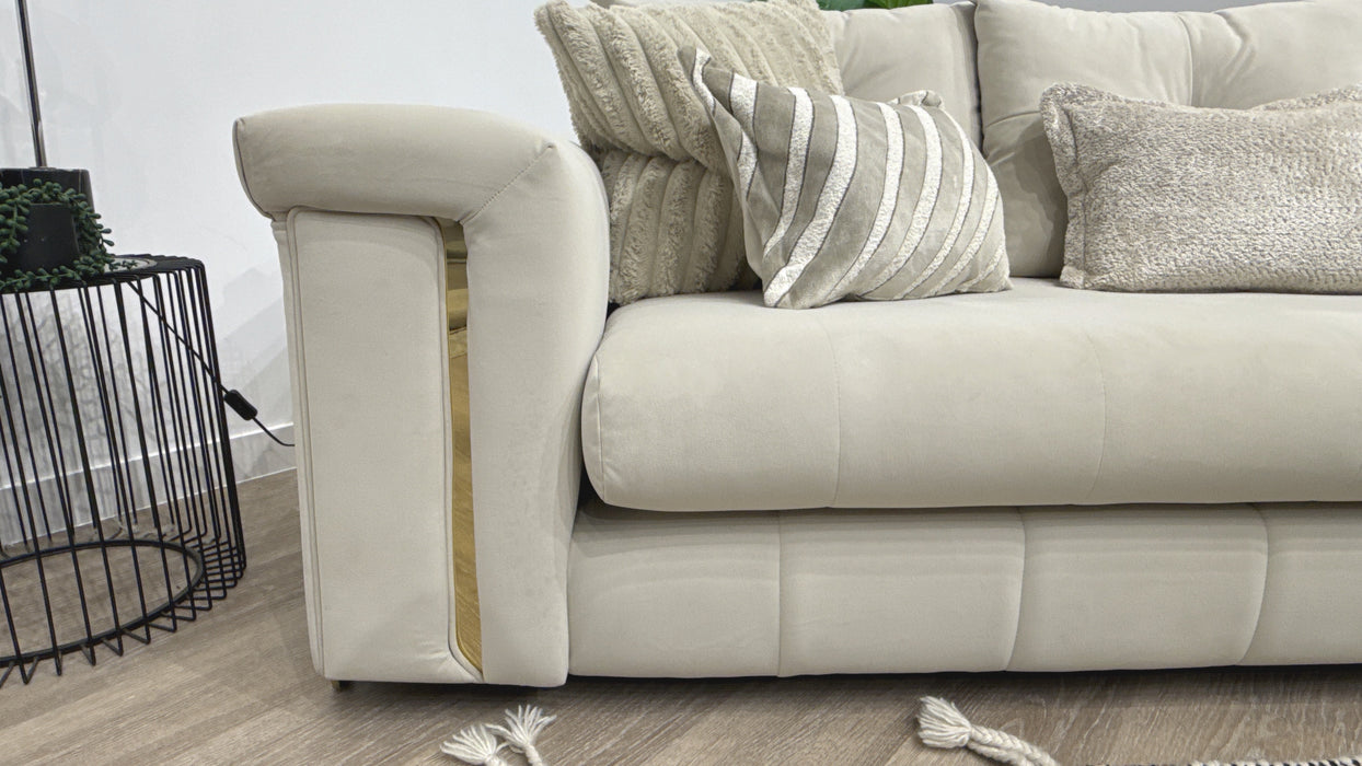 Sofology Oscar 4 Seater Fabric Sofa in Super Matt Velvet Ecru