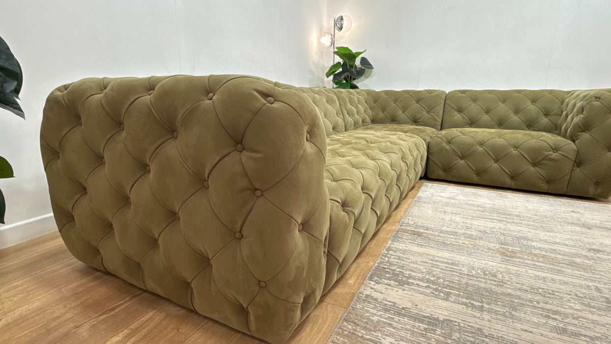 Sofology Venezia Fabric 3 Corner 1.5 in Lifestyle Nubuck Feel Moss