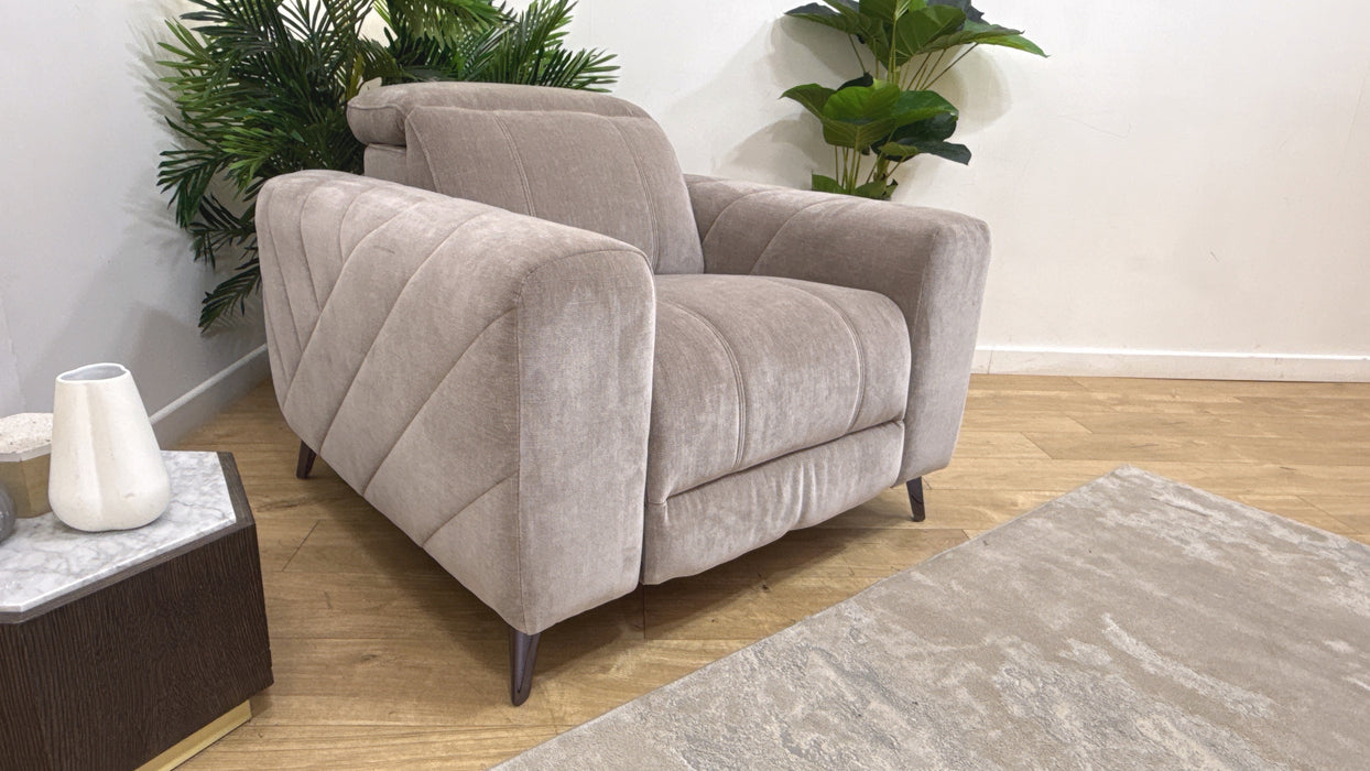 Sofology Allure Fabric Chair Power Recliner/Headrest in Relaxed Chenille Nutmeg