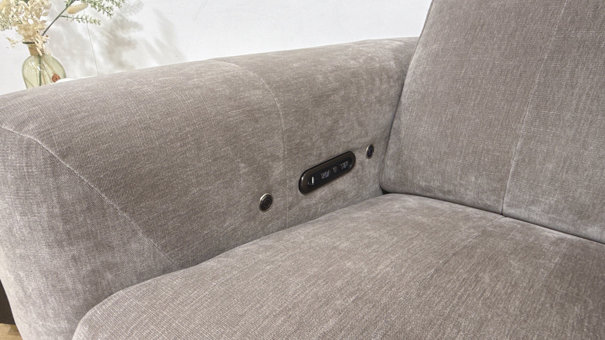 Sofology Lumiere Fabric 2.5 Seater Power Recliner/Headrest Heated Seats in Relaxed Chenille Nutmeg