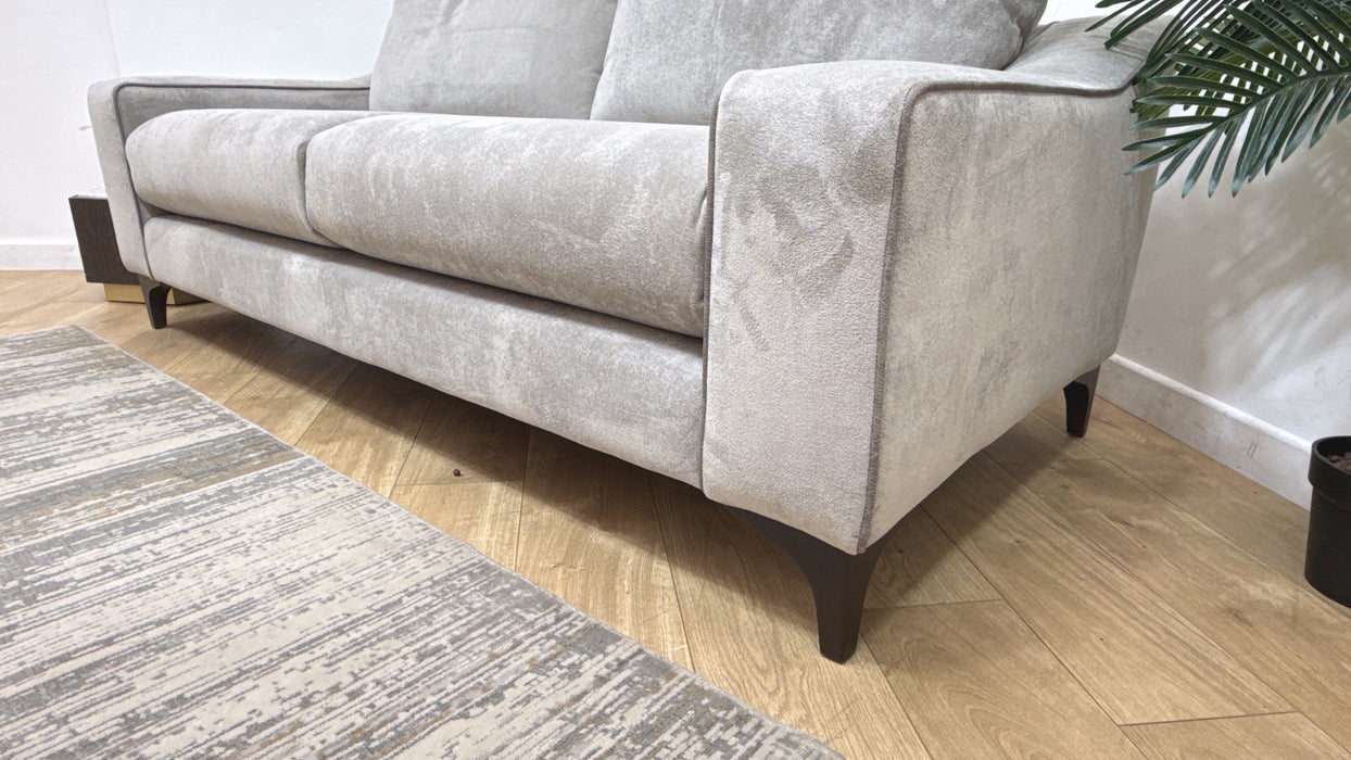 Sofology Wildwood Fabric 3 Seater in Soft Sherpa Silver Contrast Piping Mix