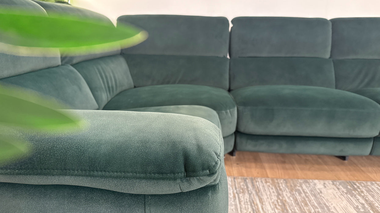 Sofology Illinois Fabric 1 Corner 2 Power Recliner/Heaadrest in Lifestyle Mottled Dark Green