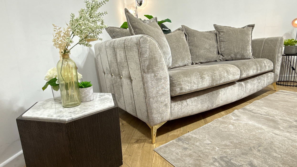 Sofology Luella Fabric 4 Seater in Luxe Chenille Stone Mix
