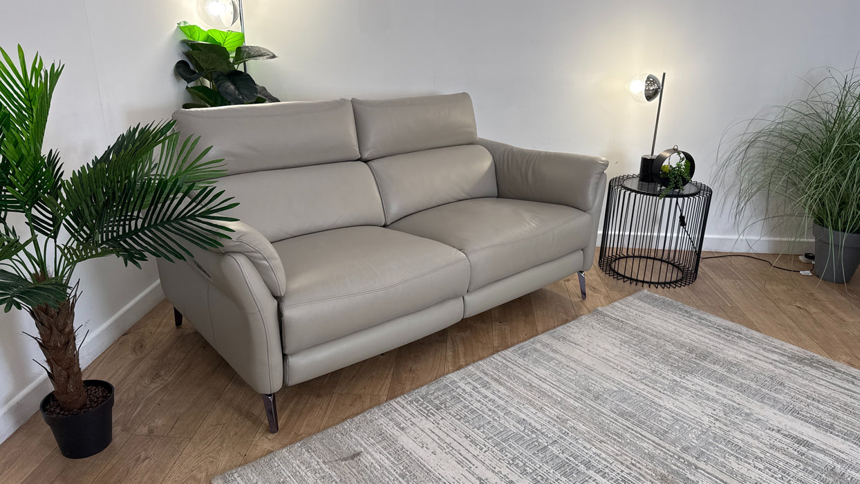 Sofology Missouri Leather 2.5 Power Recliner/Headrest in Trusty Sheen Lead Grey