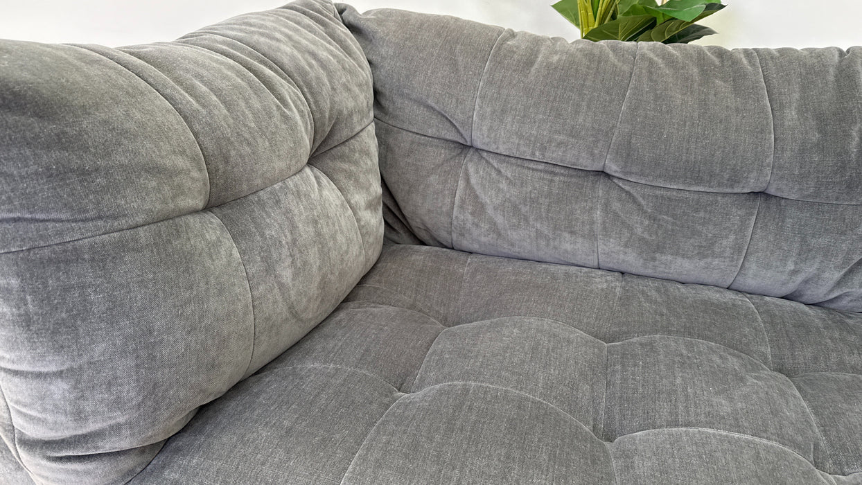 Sofology Cocoon Fabric 2 Seater Relaxed Chenille Charcoal