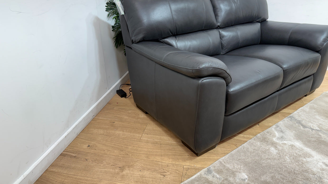 Sofology Santina Leather 2 Seater in Relaxed Soft Charcoal