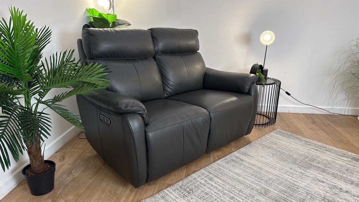 Sofology The Parker 2 Seater Reclining Sofa in Trusty Sheen Leather Charcoal