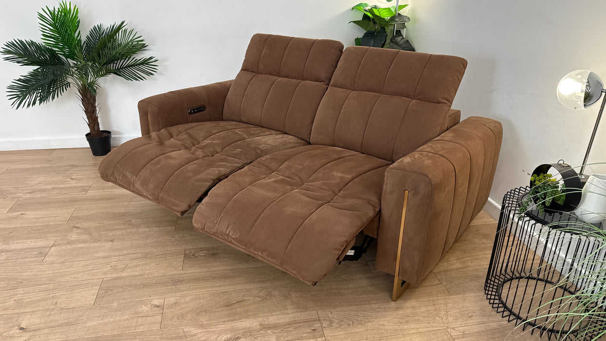 Sofology The Paramount Fabric 2.5 Seater Power Recliner/Headrest in Lifestyle Nubuck Feel Pecan