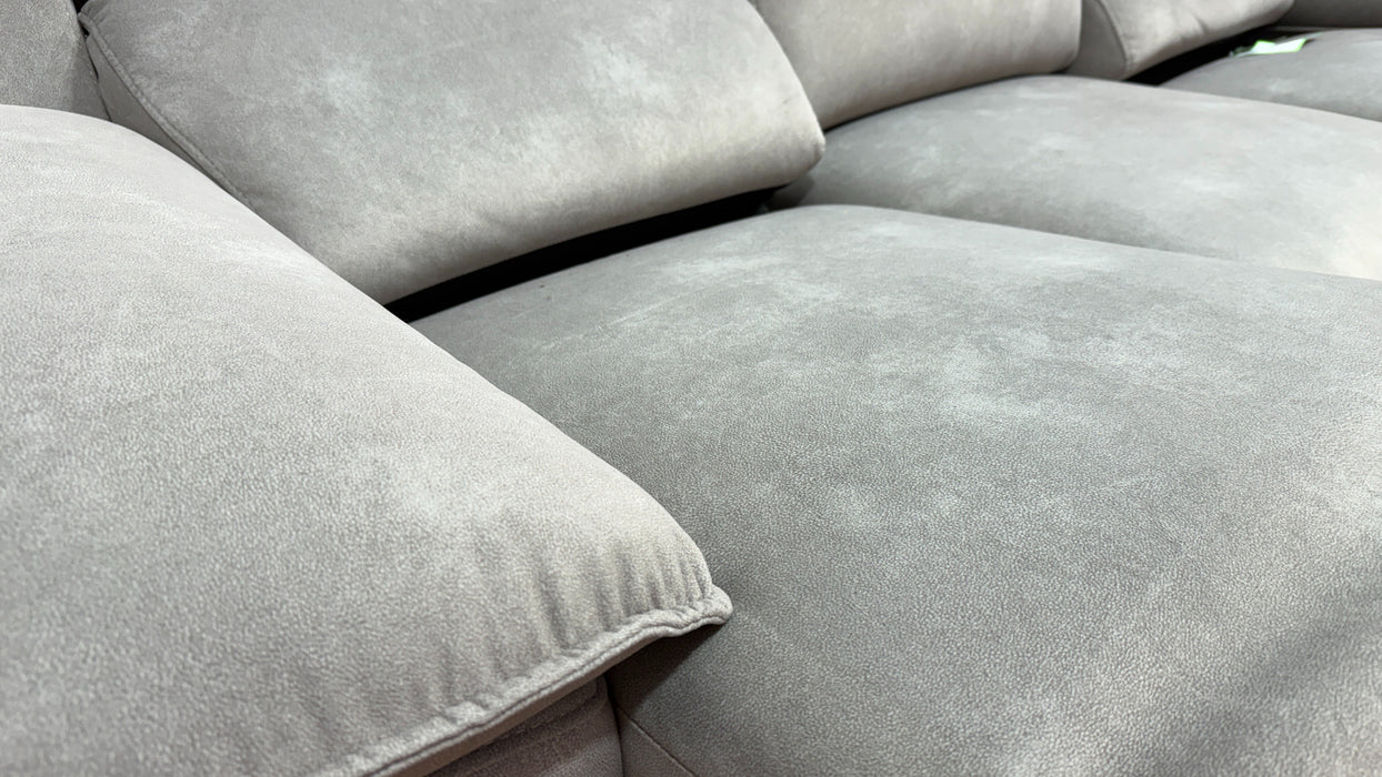 Sofology Benz Fabric 3 Seater Power Recliner/Headrest in Lifestyle Flecked Stone