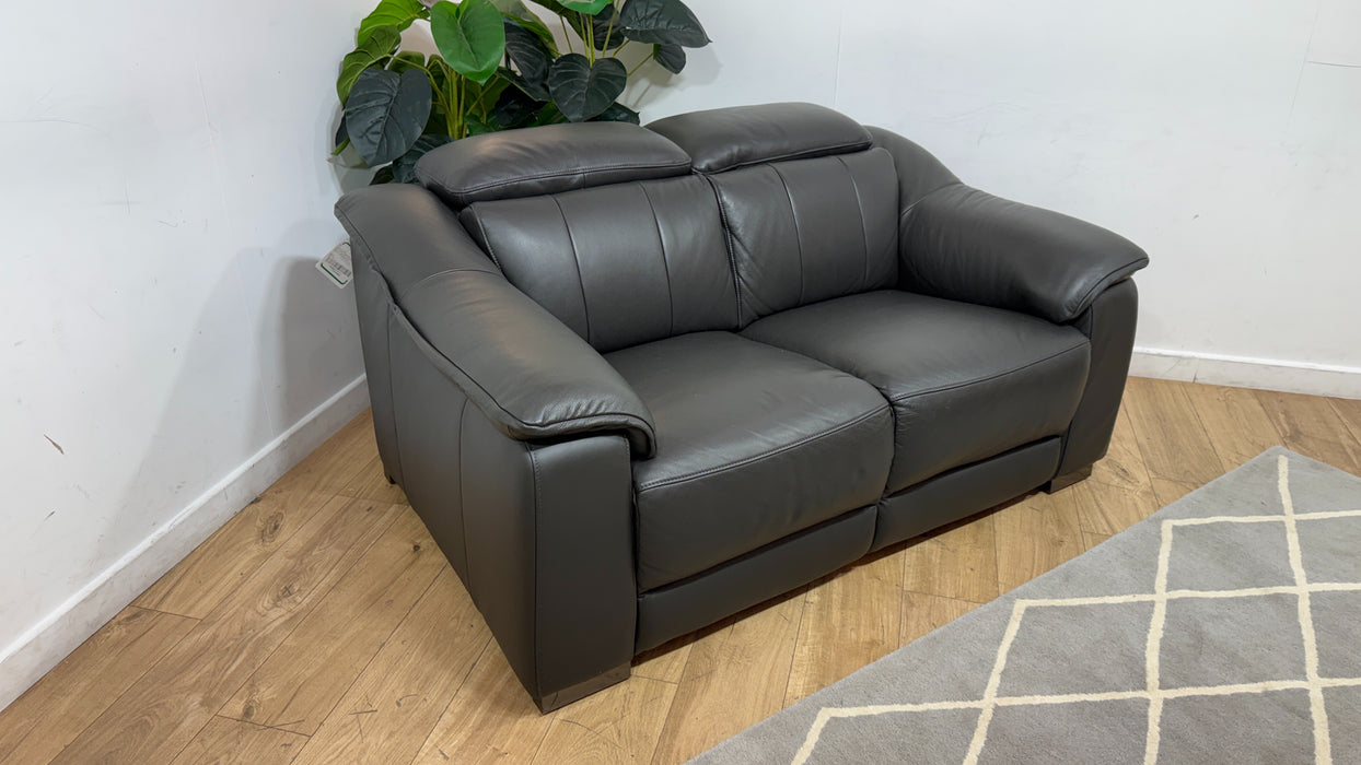 Sofology Carrera Leather 2 Seater in Trusty Embossed Charcoal