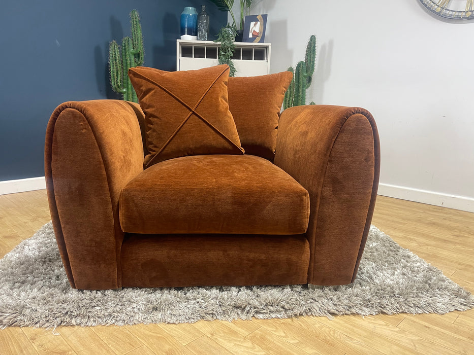 Hourglass Fabric Chair Velvet Rust