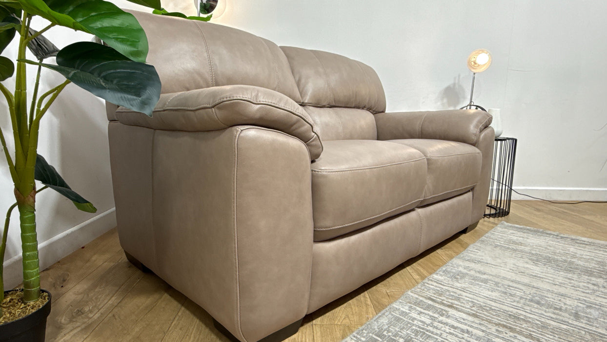 Sofology Santina Leather 2 Seater in Relaxed Soft Stone