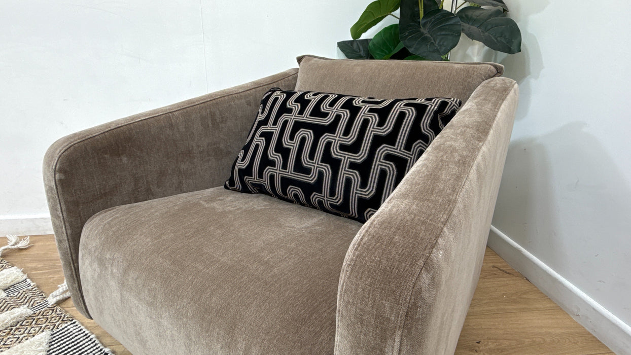 Sofology Castello Fabric Swivel Chair in Soft Chenille Latte Mix