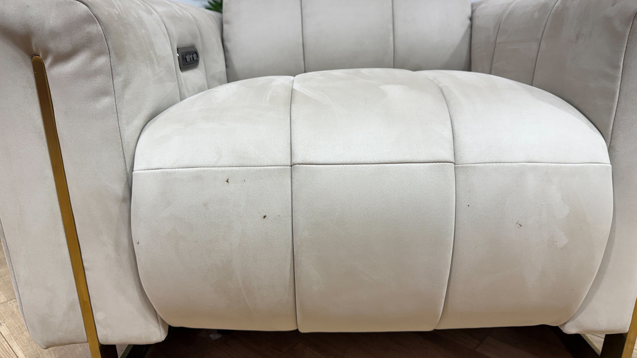 Sofology Paramount Fabric Chair Power Recliner/Headrest Speakers in Lifestyle Nubuck Feel Stone