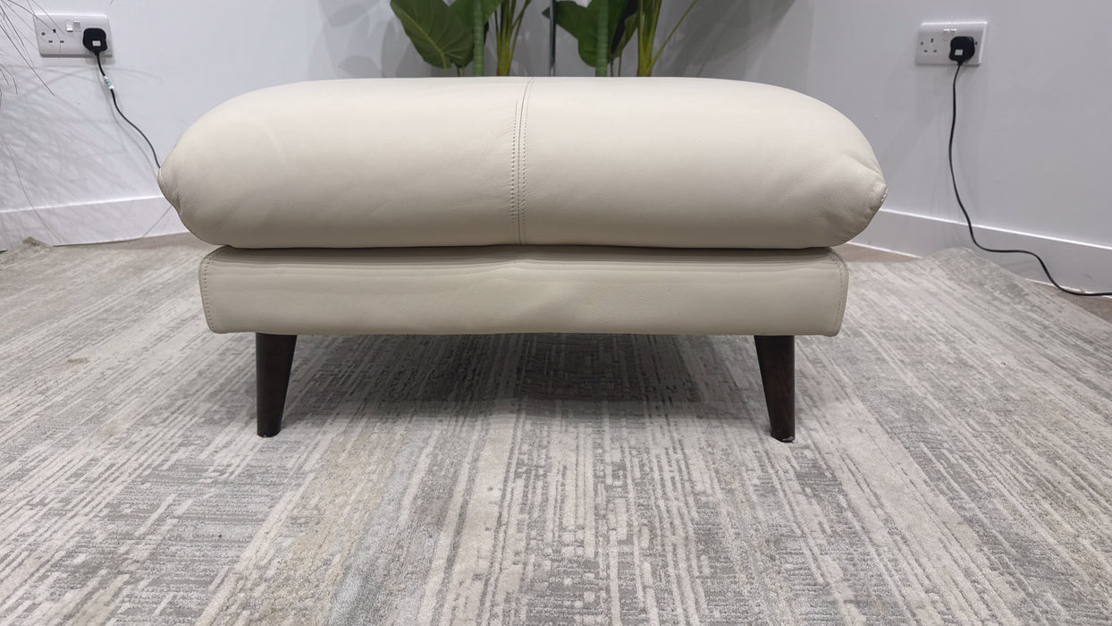 Sofology Adler Leather Desiner Footstool in Bone China