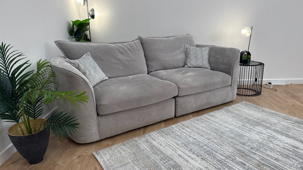 Sofology The Como 4 Seater Fabric Sofa in Como Villa Silver Plain Mix