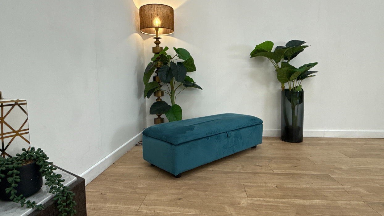Sofology Islington Fabric Ottoman Storage Footstool in Sleek Teal
