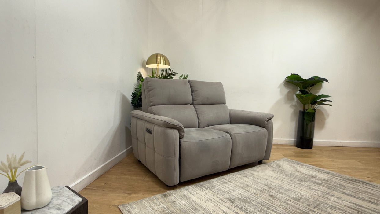 Sofology Ripley Fabric 2 Seater Power Recliner/Headrest in Lifestyle Nubuck Feel Light Grey