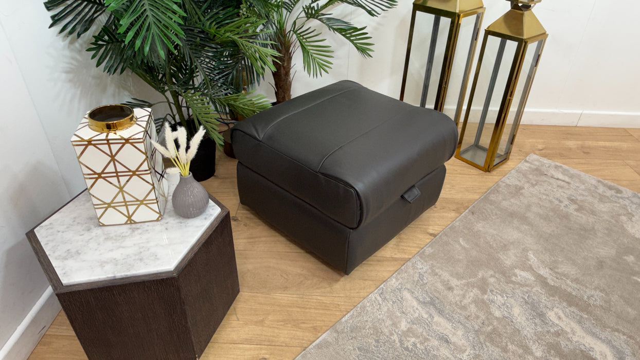 Sofology Ezra Leather Storage Footstool in Trusty Sheen Charcoal