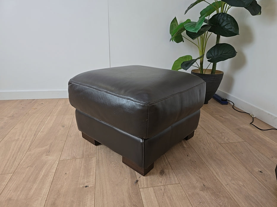 Santino Footstool - Leather - Mocha Brown